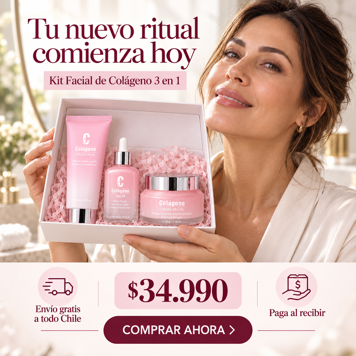Collagen Lift Ritual™ – Kit Facial Reafirmante de Colágeno 3 en 1