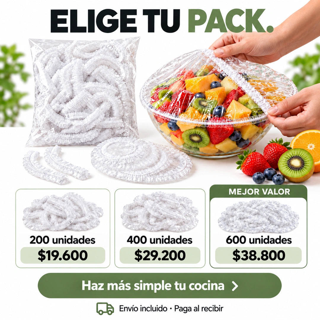 🍽️ CubreFácil — ¡Tapa tus platos en segundos! Pack 200, 400 y 600 unids.