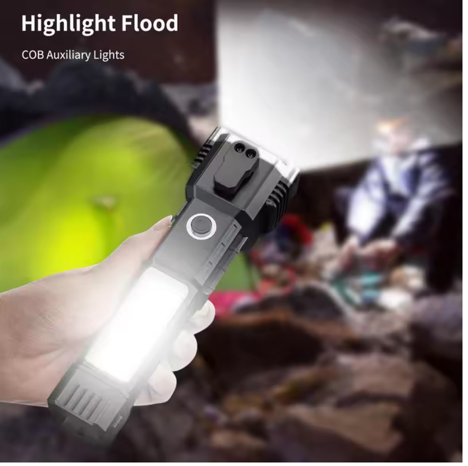 Linterna LED Multifuncional Táctica 4 En 1 Recargable