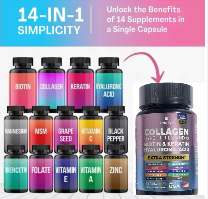 Colágeno extra fortificado con 14 suplementos en 1 ✅