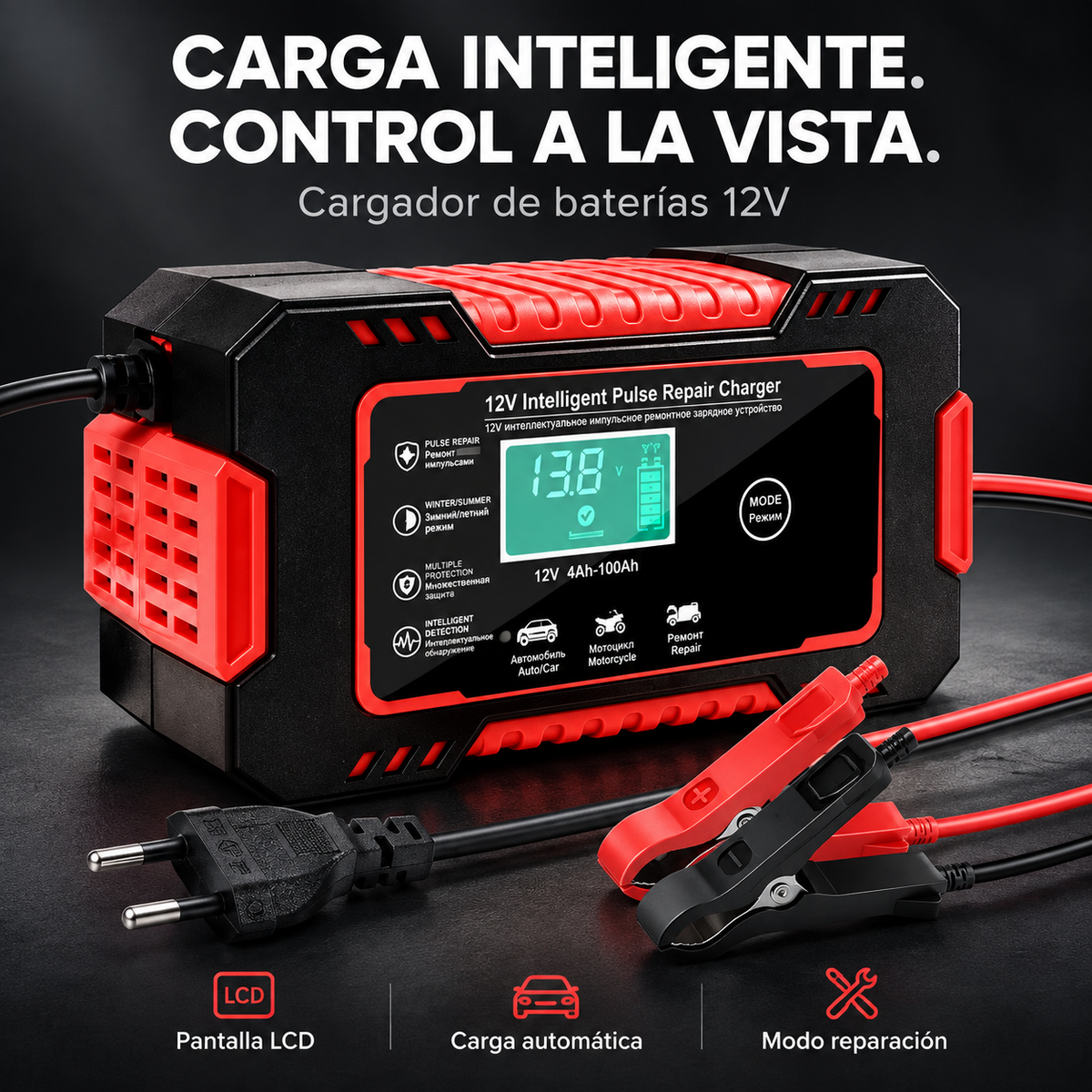 Cargador Inteligente y Reparador de Baterías 12V | Auto y Moto