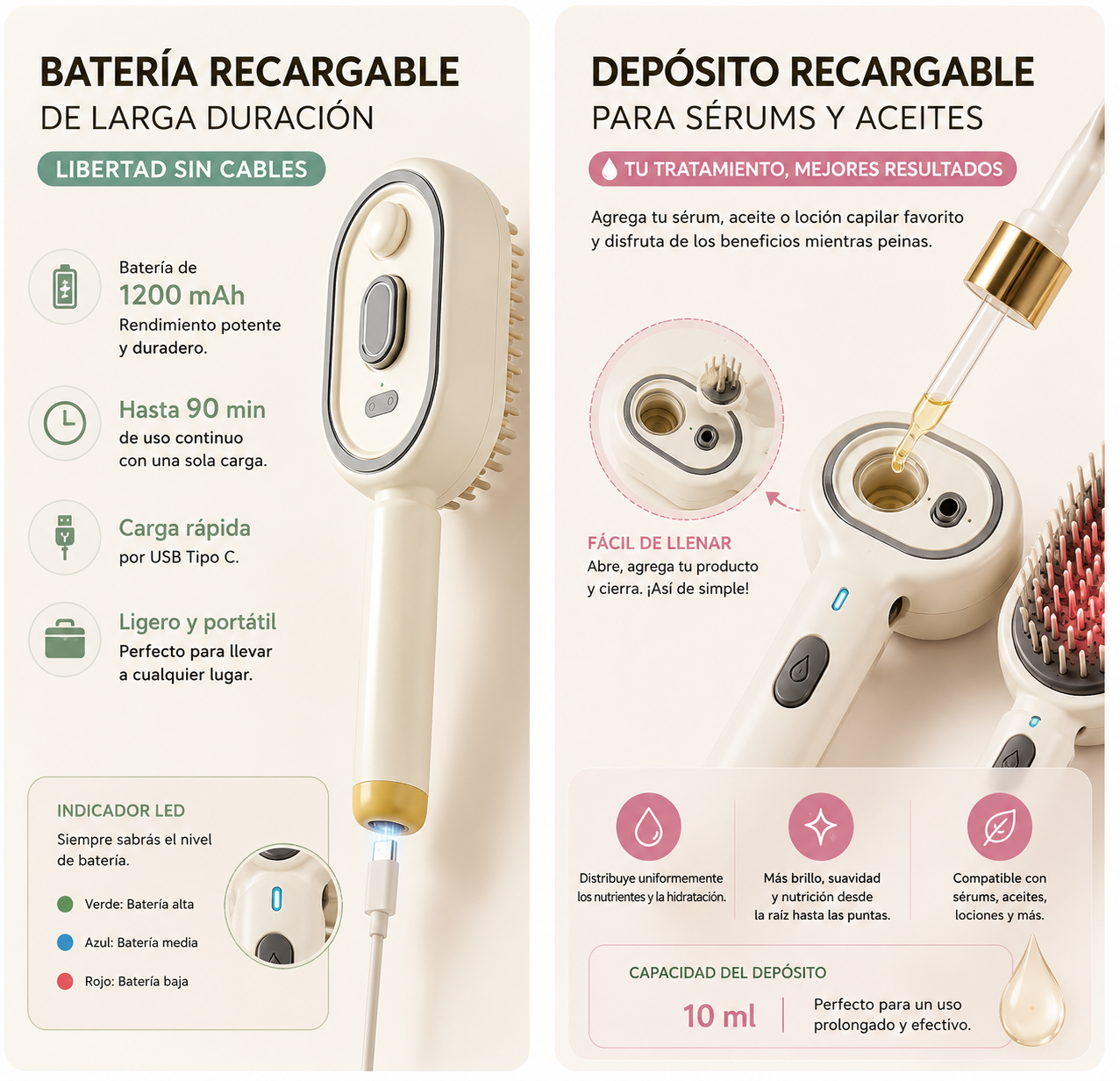 HairSpa Pro™ | El Cepillo Inteligente que Hidrata, Desenreda y Elimina el Frizz