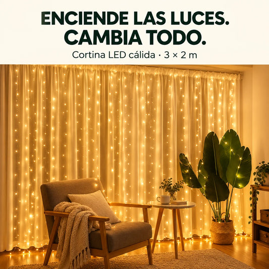 Luces De Cortina Luz Amarillo De 3x2 M