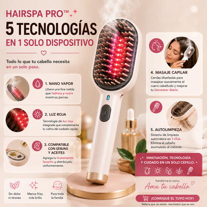 HairSpa Pro™ | El Cepillo Inteligente que Hidrata, Desenreda y Elimina el Frizz