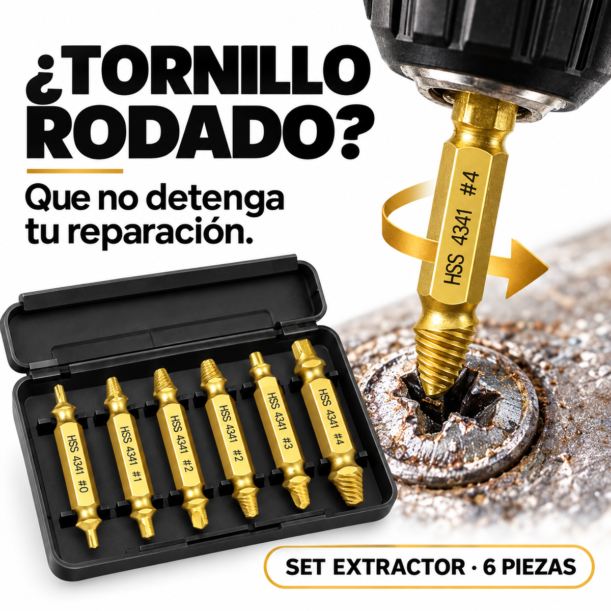 EXTRACTOR TORNILLOS Y PERNOS ROTOS