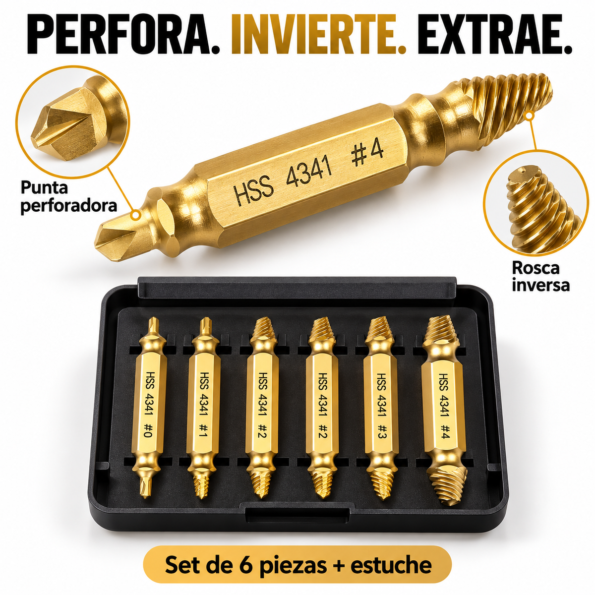 EXTRACTOR TORNILLOS Y PERNOS ROTOS