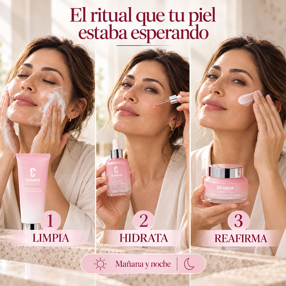 Collagen Lift Ritual™ – Kit Facial Reafirmante de Colágeno 3 en 1