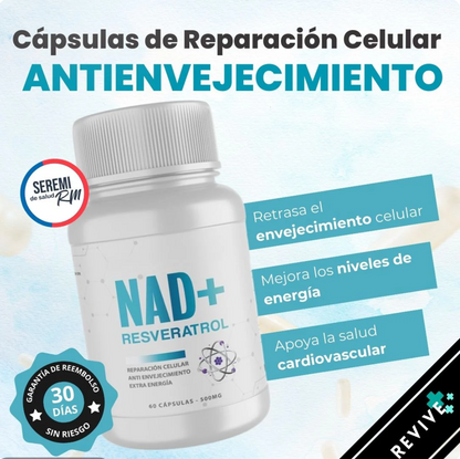NAD + RESVERATROL 1500 MG 60 CAPSULAS
