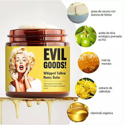 🌿 Evil Good — Bálsamo de Miel & Sebo de Res, Antienvejecimiento - Hidratación profunda