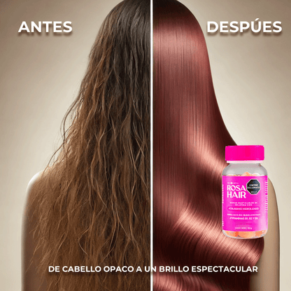 ROSA HAIR GOMITAS DE COLÁGENO HIDROLIZADO, BIOTINA Y VITAMINAS PARA TU CABELLO 💖