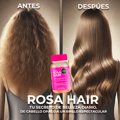 ROSA HAIR GOMITAS DE COLÁGENO HIDROLIZADO, BIOTINA Y VITAMINAS PARA TU CABELLO 💖