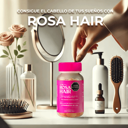 ROSA HAIR GOMITAS DE COLÁGENO HIDROLIZADO, BIOTINA Y VITAMINAS PARA TU CABELLO 💖