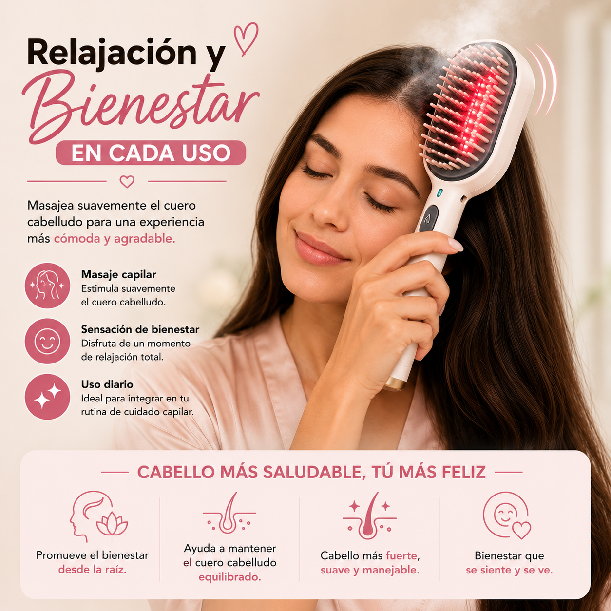 HairSpa Pro™ | El Cepillo Inteligente que Hidrata, Desenreda y Elimina el Frizz